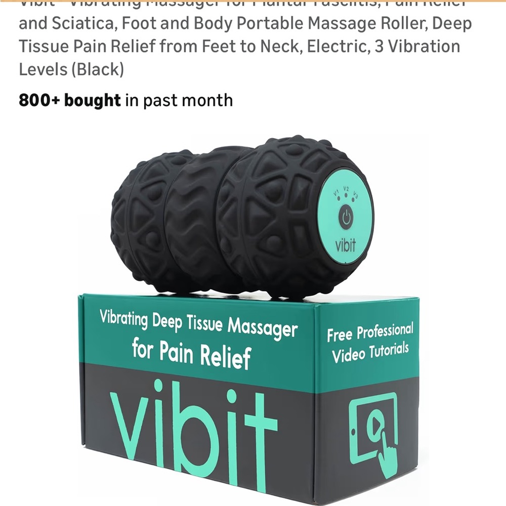 Vibit Vibrating Deep Tissue Massager Roller - Black and Green